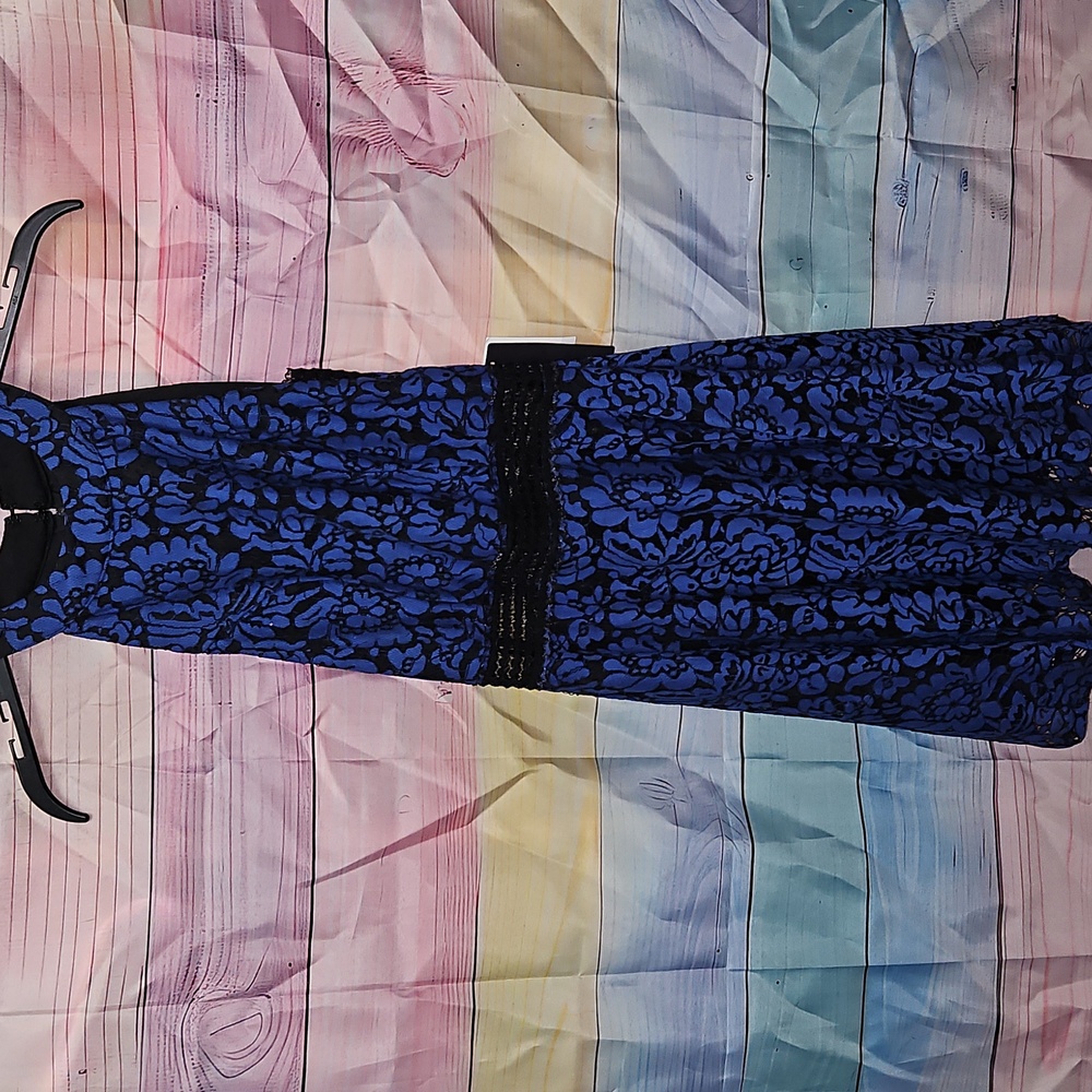 City Triangles Royal Blue Black Lace Halter Dress Size 1 New With Tags